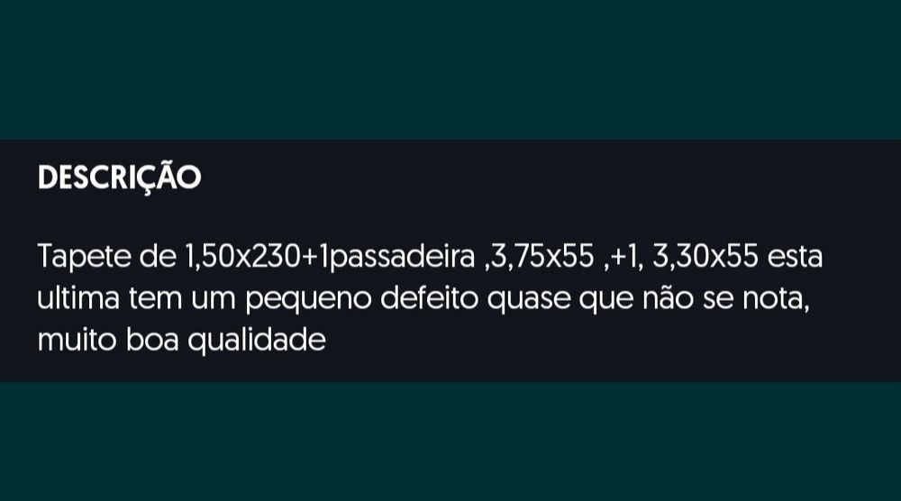 Tapete e passadeiras iguais