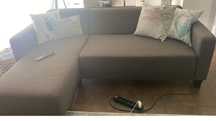 Sofá com chaise longue cinza