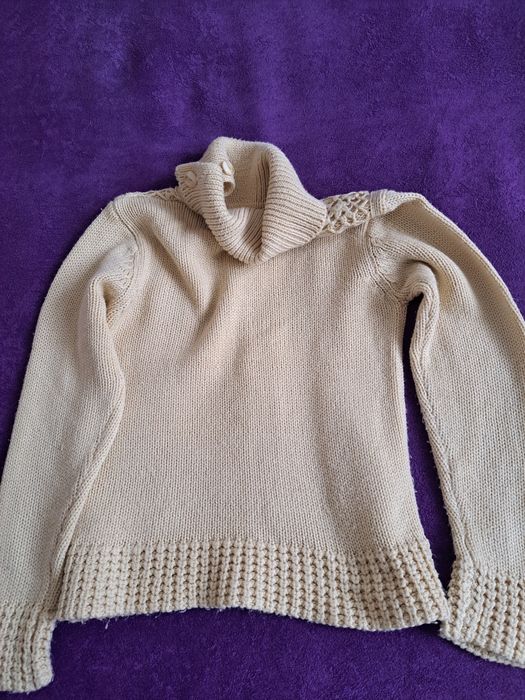 Markowy sweterek wełniany damski S - golf