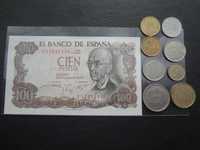 Hiszpania zestaw monet plus banknot 100 peset