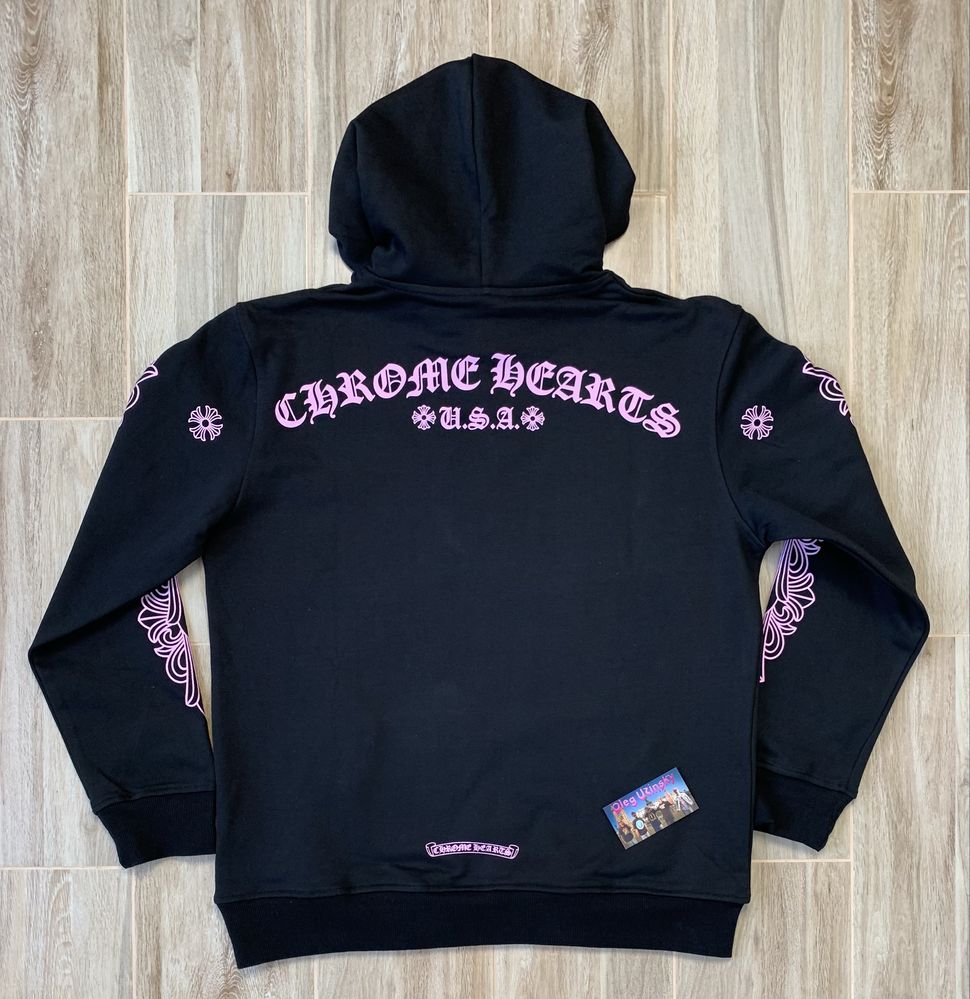 Chrome Hearts Friends & Family Pink Glitter Logo Hoodie (Bluza)