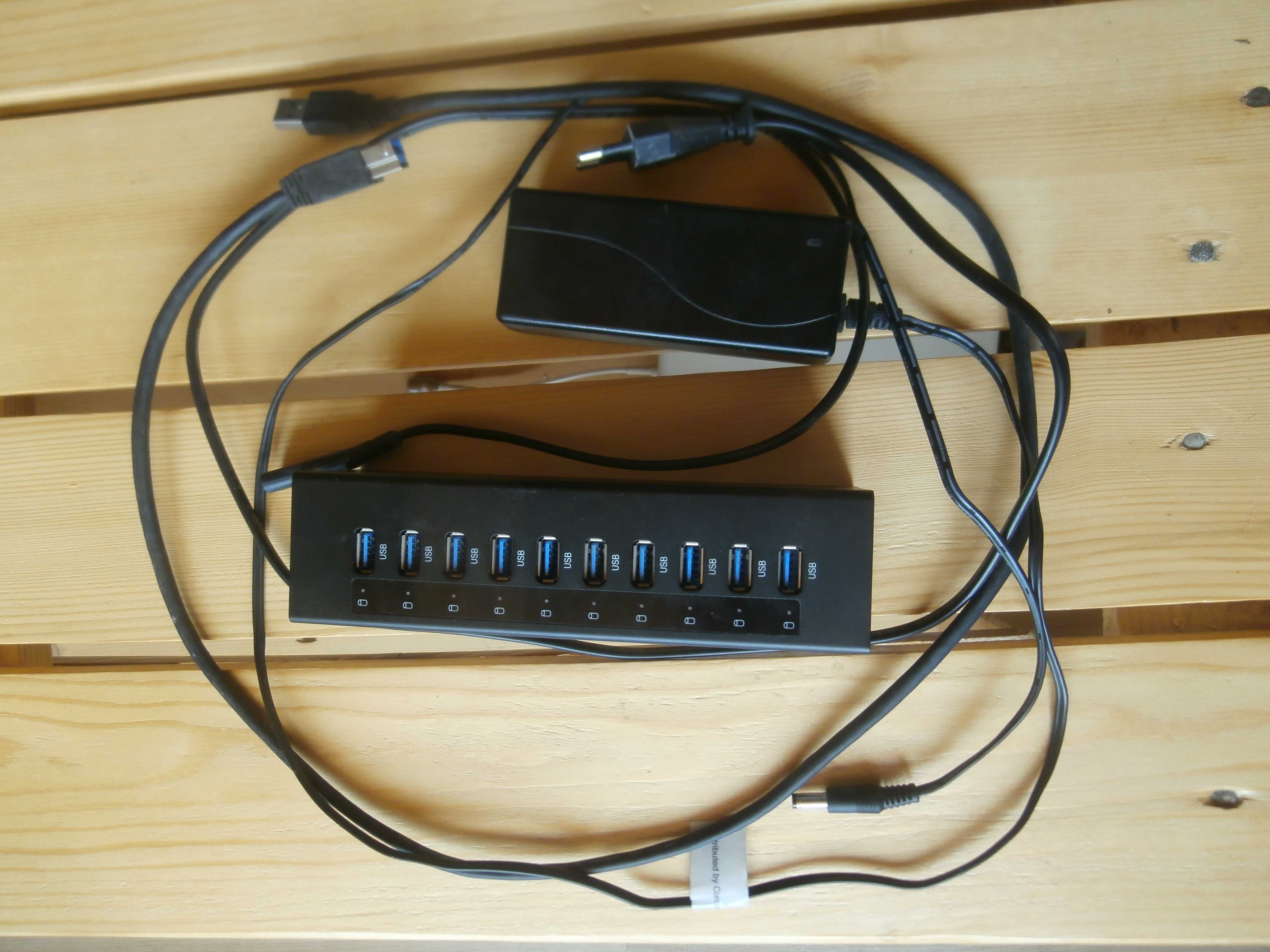 Hub Renkforce 10 portowy USB 3.0 z zasilaczem + kabel USB