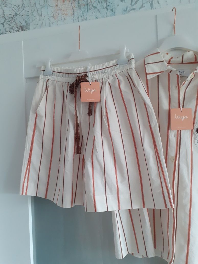 Bawelniany komplet letni bermudy koszula zestaw wiya rozm s/m/l