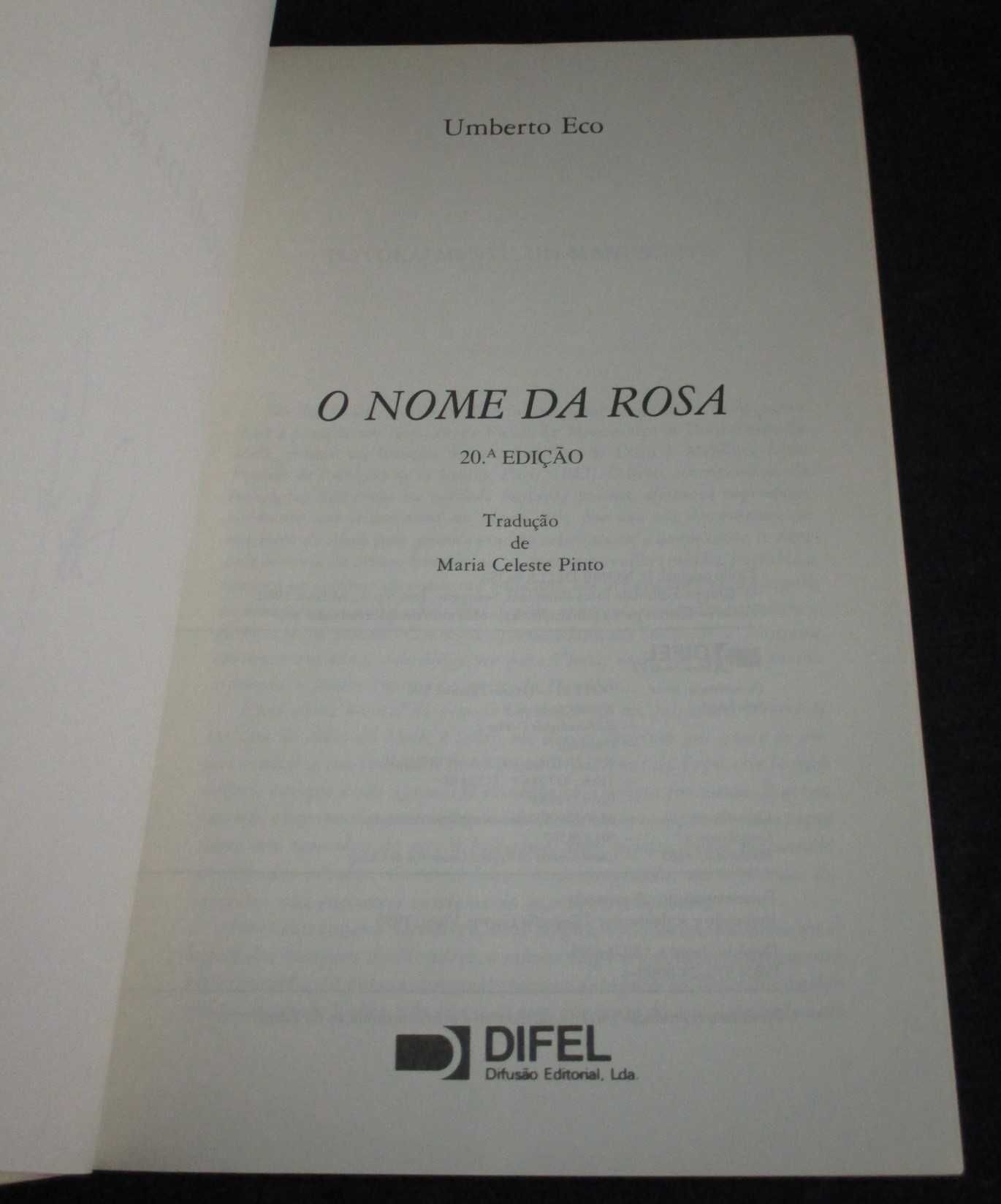 Livro O Nome da Rosa Umberto Eco Difel