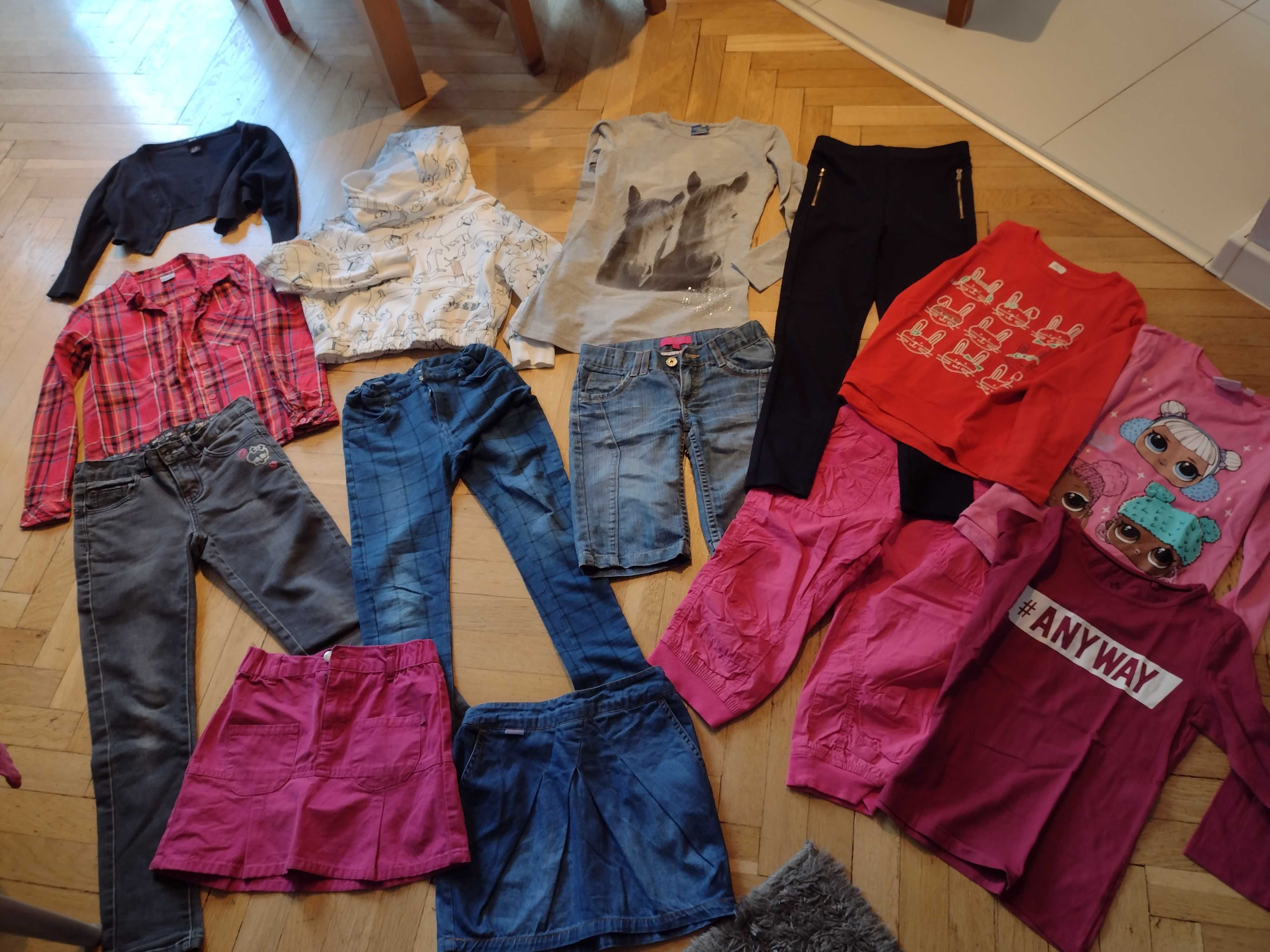 Zestaw ubrań dziewczęcych r.134 spodnie bluzy