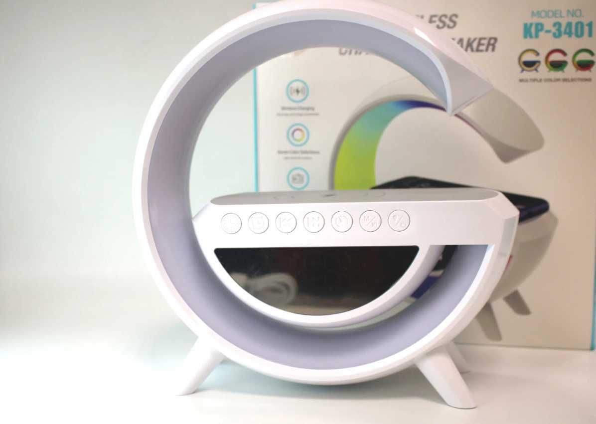 Годинник та RGB нічник з зарядкою для телефону, Bluetooth колонка.