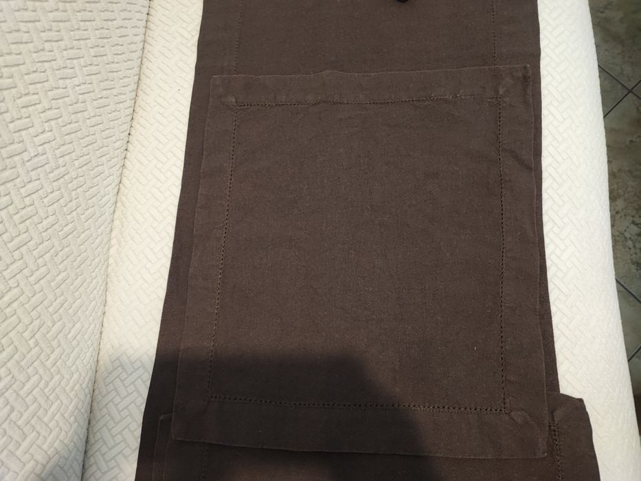 Bieżnik i 6 serwet ciemny brąz Home&You bawełna