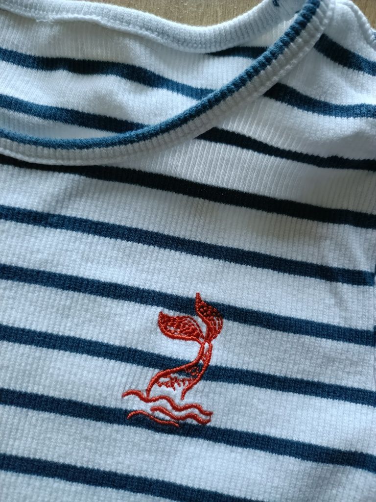 Cool club bluzka t-shirt krótki rękaw prążki paski marynarskie roz 146