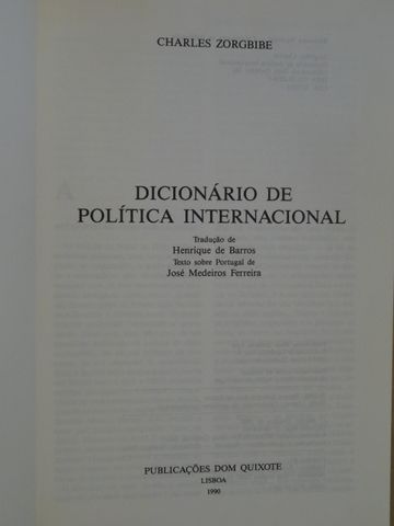 Dicionário de Política Internacional de Charles Zorgbibe