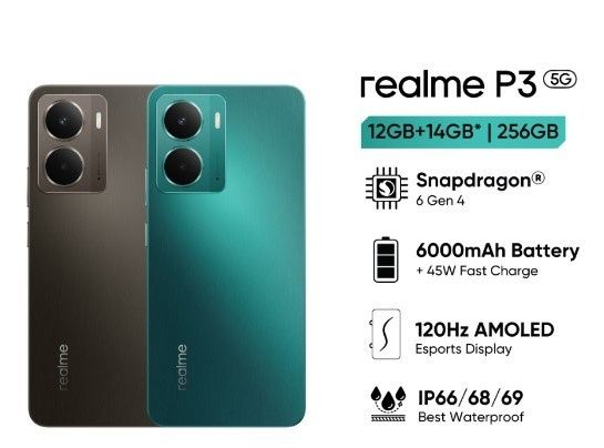 Realme P3 5G,8/256 Gb, NFC, AMOLED, IP68, 6000 mAh
