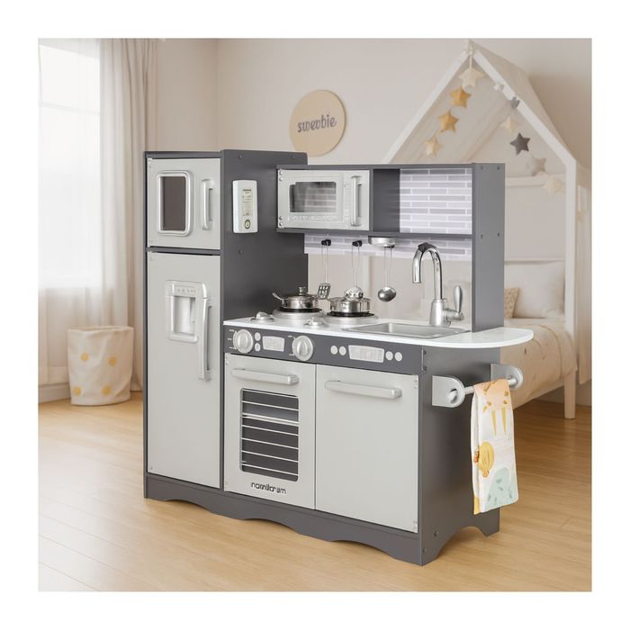 Duża Kuchnia Drewniana Dla Dzieci XXL Światło Płyta Grzewcza Pokrętła