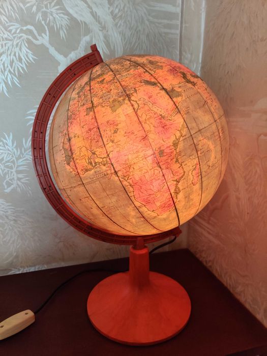Globus podświetlany PRL retro vintage obwód 100cm