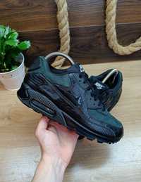 Czarne skórzane buty sportowe sneakersy Nike Air Max 90