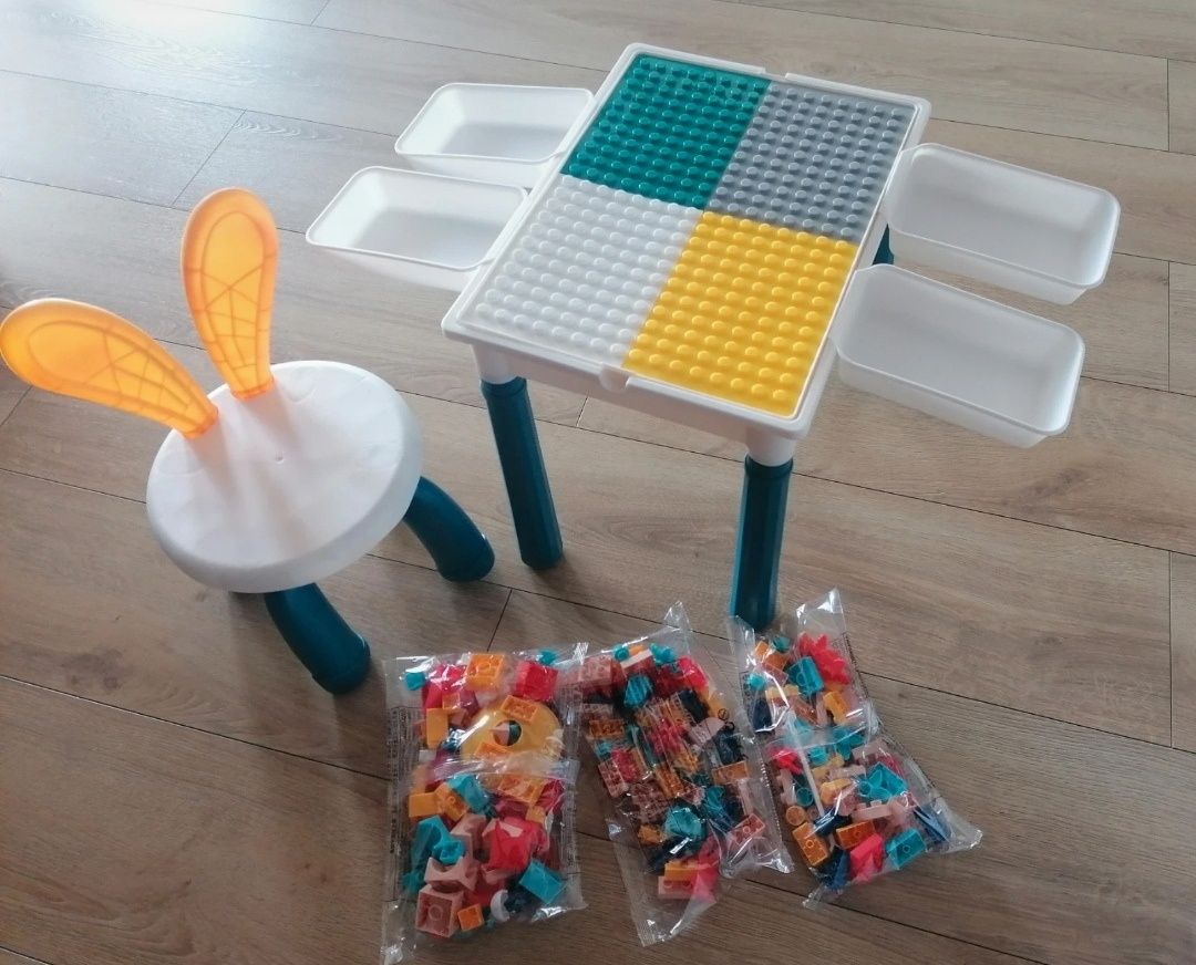 Stolik wodny do piasku klocki kompatybilny z lego duplo krzesełko