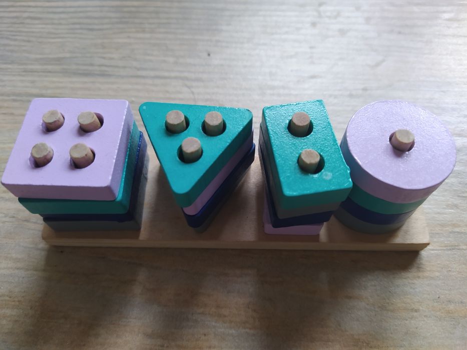 Mini Klocki Drewniane MONTESSORI,Zabawka Edukacyjna,Logiczna.4 Kolumy