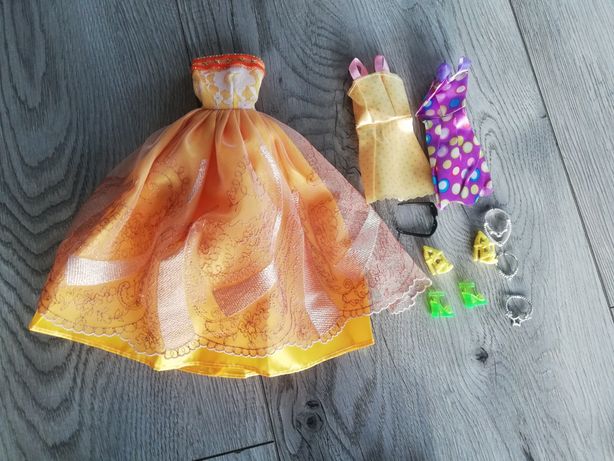 Nowy zestaw ubrań dla lalki Barbie pomarańczowa balowa sukienka