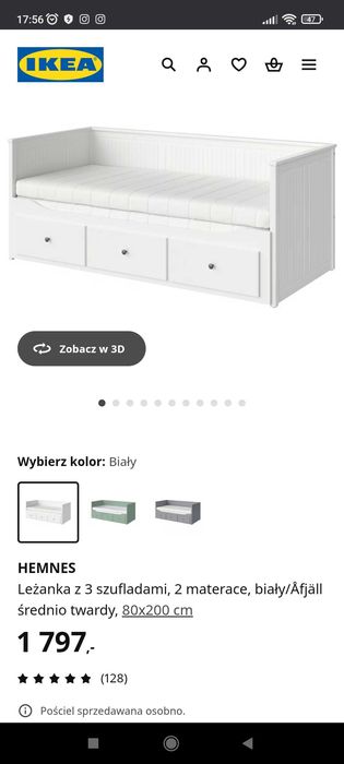 Ikea łóżko Hemnes z 2 materacami