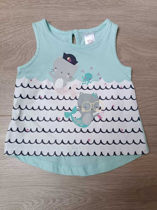 Seledynowa bluzeczka kotki syrenki 'C&A' 62