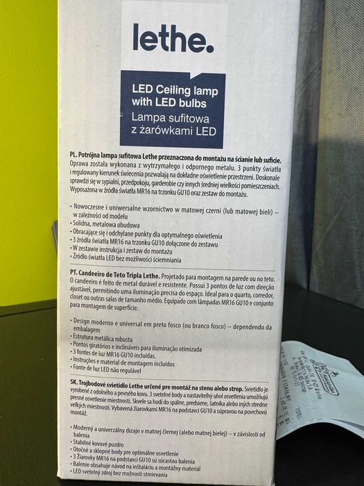 Lampa sufitowa Lethe z żarówkami LED w zestawie (3 lata gwar, paragon)