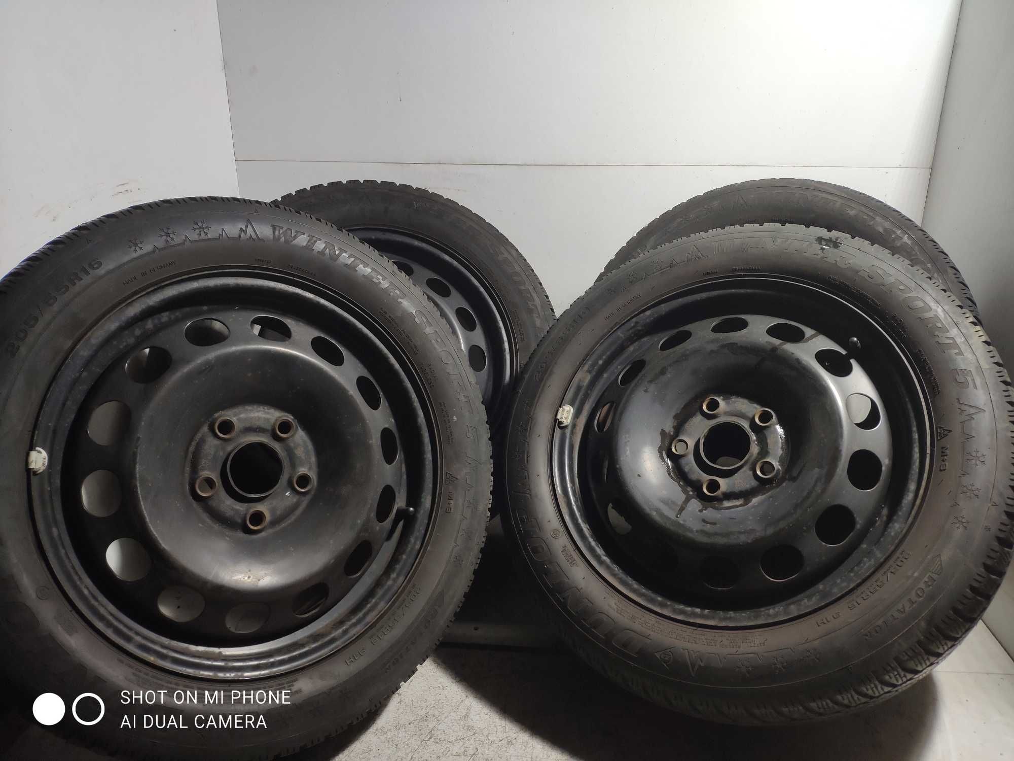 Koła opony felgi 205/55R16 zimowe 5x112 VW AUDI komplet 4szt DUNLOP 5