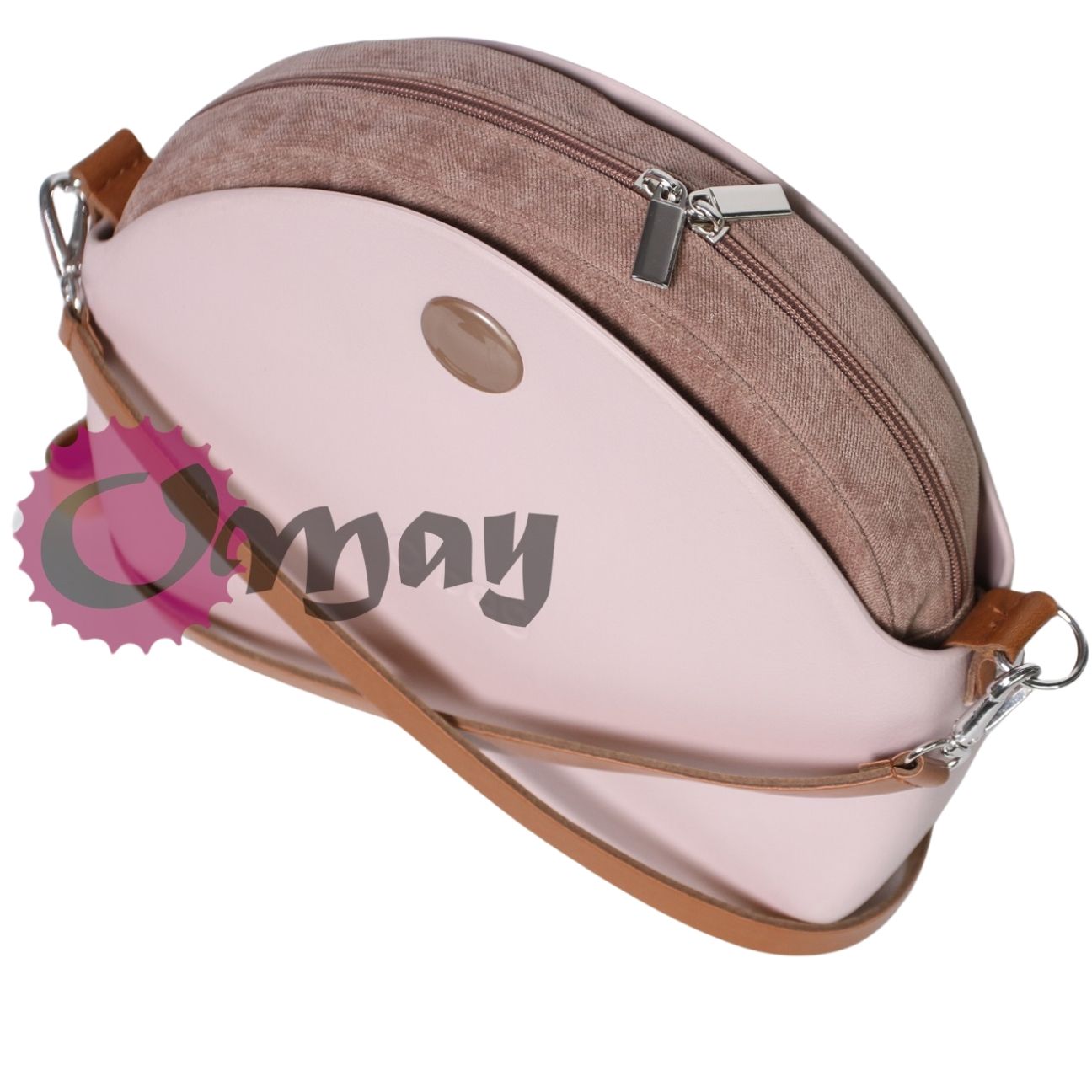 organizer OBAG MOON LIGHT welur karmelowy piasek 2kieszenie wkład OMAY