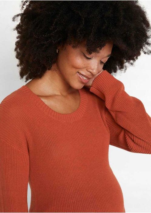 Ciążowa tunika sweter, wiązane boki bawełna 36/38