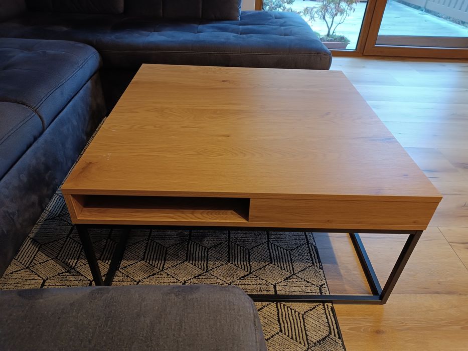 Stolik kawowy dąb ława metalowy loft