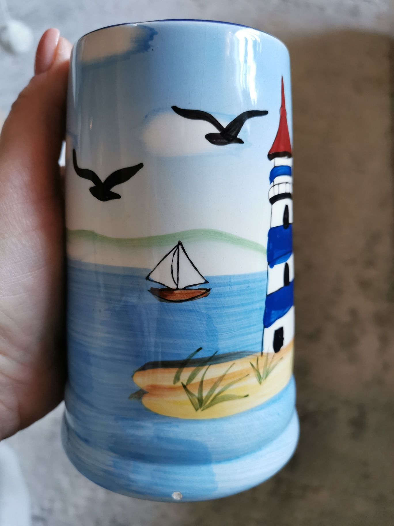 Kubek ceramiczny duży morze latarnia morska kufel do picia
