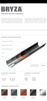 Rynny Stalowy system rynnowy 125/90 gwarancja 30 lat 5 kolorów