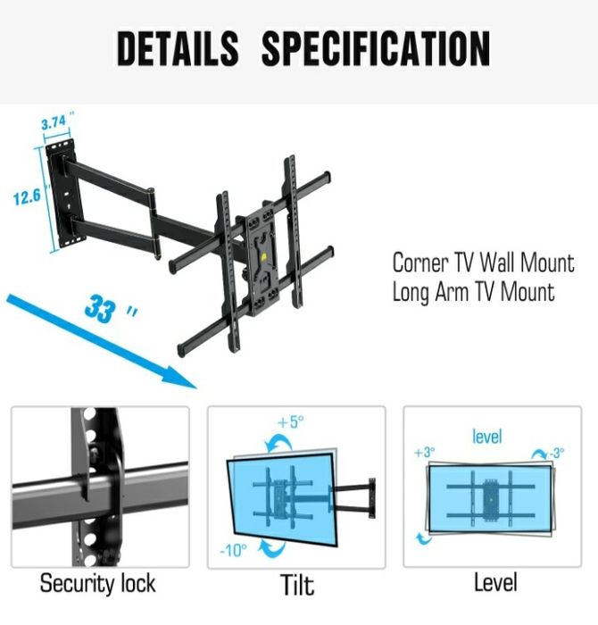 !! Uchwyt stojak wieszak do telewizora 32-75" 80 cm 45 kg Extra Strong