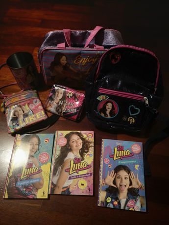 Conjunto soy Luna mochila, carteira, livros, mala