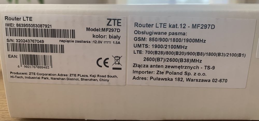 Router LTE ZTE MF297D wi-fi SIM