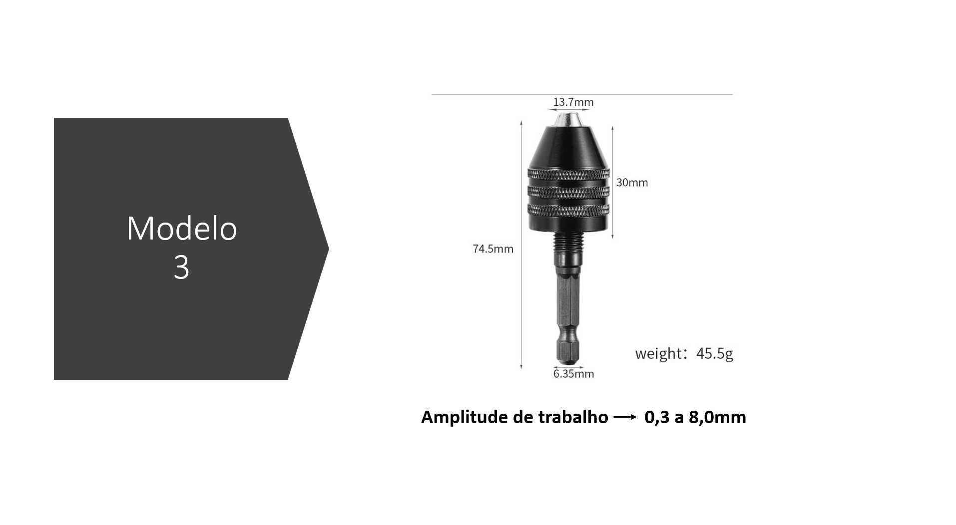 Porta brocas / Bucha / Mandril de aperto rápido para mini berbequim ti