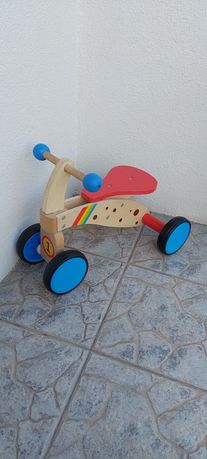 Rowerek biegowy drewniany dla dziecka kolorowy 3-kołowy