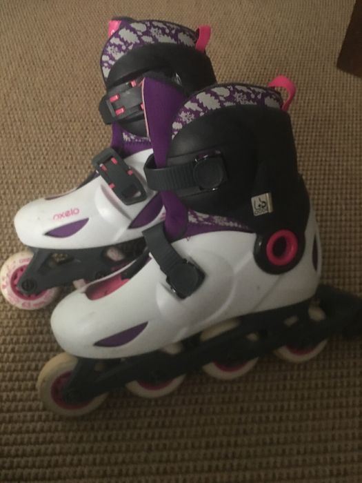 Patins em Linha rosa e roxos RollerBlade como novo