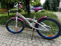 Rower dziecięcy INDIANA Rock Girl 20 cali dla dziewczynki Biało-różowy