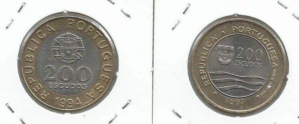 2 Moedas portuguesas – Comemorativas de 200$00 – Bimetálicas