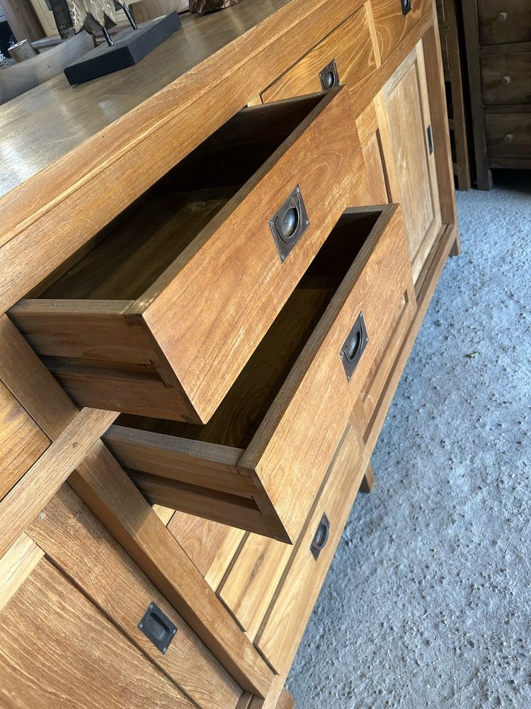 Komoda drewniana XXL 260cm TEAK bufet rustykalna farmhouse