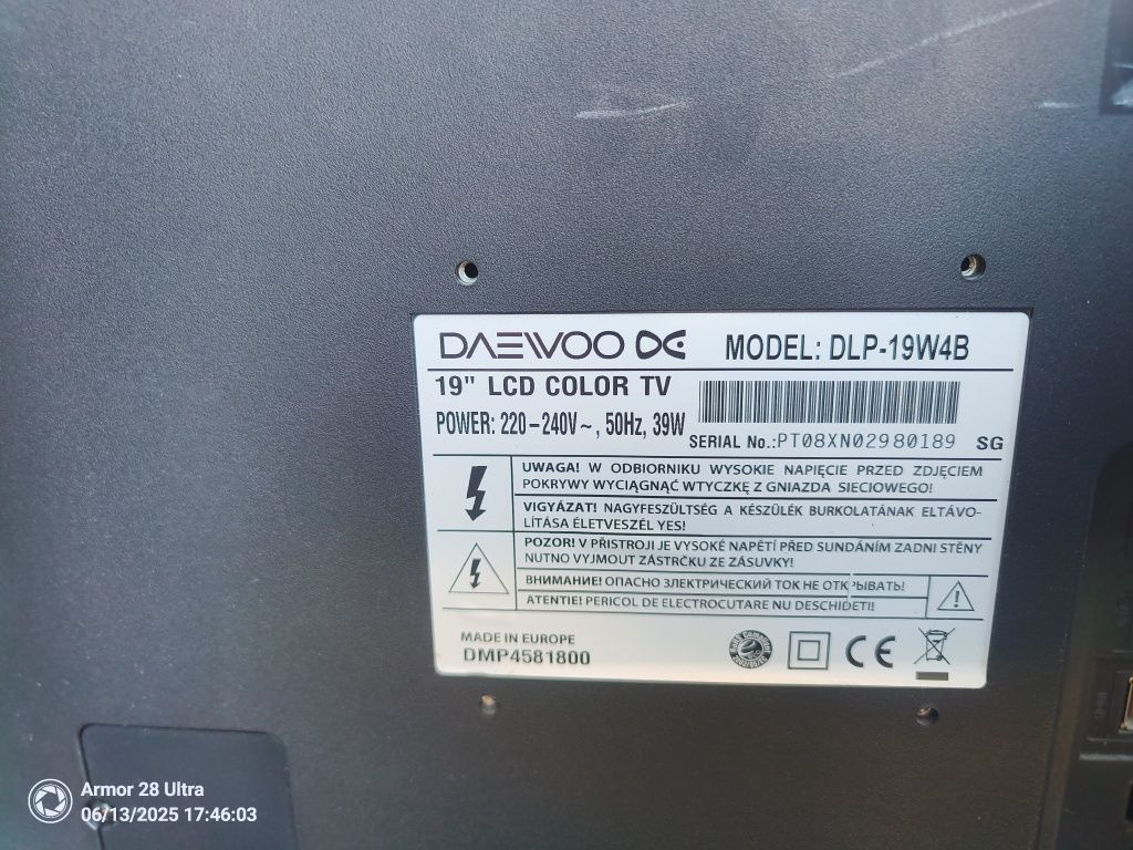 Telewizor Daevoo 19 cali z funkcją monitora hdmi