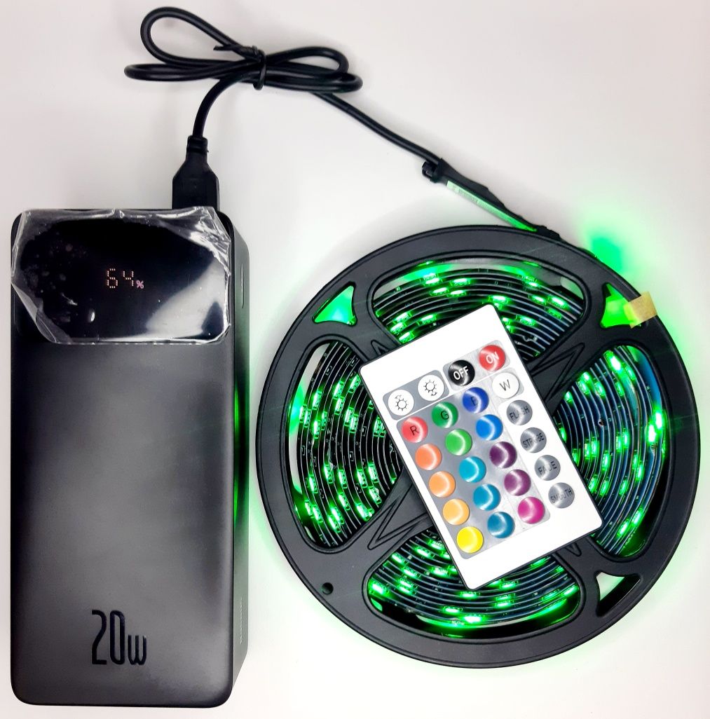 Світлодіодна rgb стрічка usb з управлінням через телефон та пультом 5m