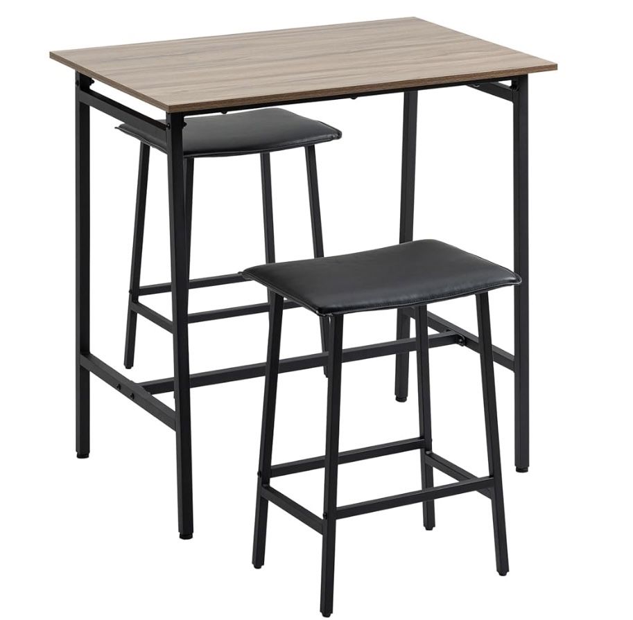Mesa alta de cozinha com dois bancos