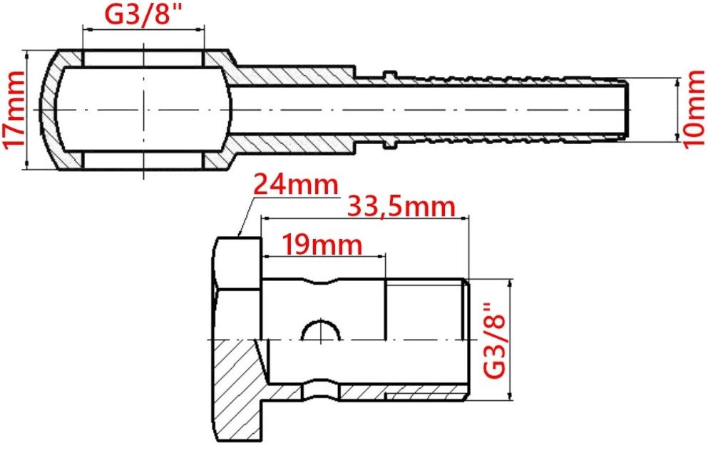 Zakuwka OCZKOWA 3/8 DN10 + ŚRUBA 3/8 BANJO [2546]