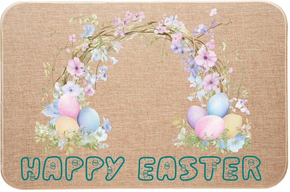 wycieraczka wejściowa lniana na wielkanoc happy easter ozdobne pisanki
