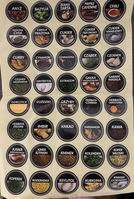 80 naklejek na sloiczki na przyprawy