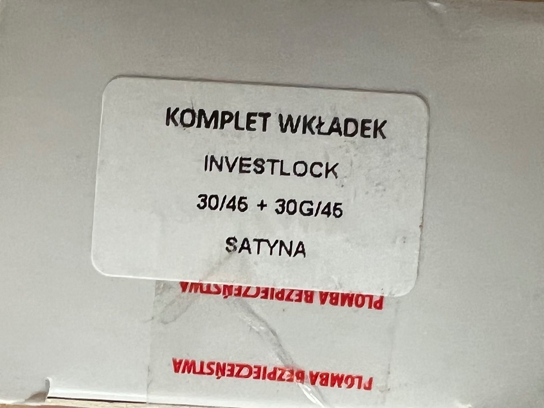 Wkładki do drzwi Wikęd Investlock 30/45 oraz 30G/45 + klucze