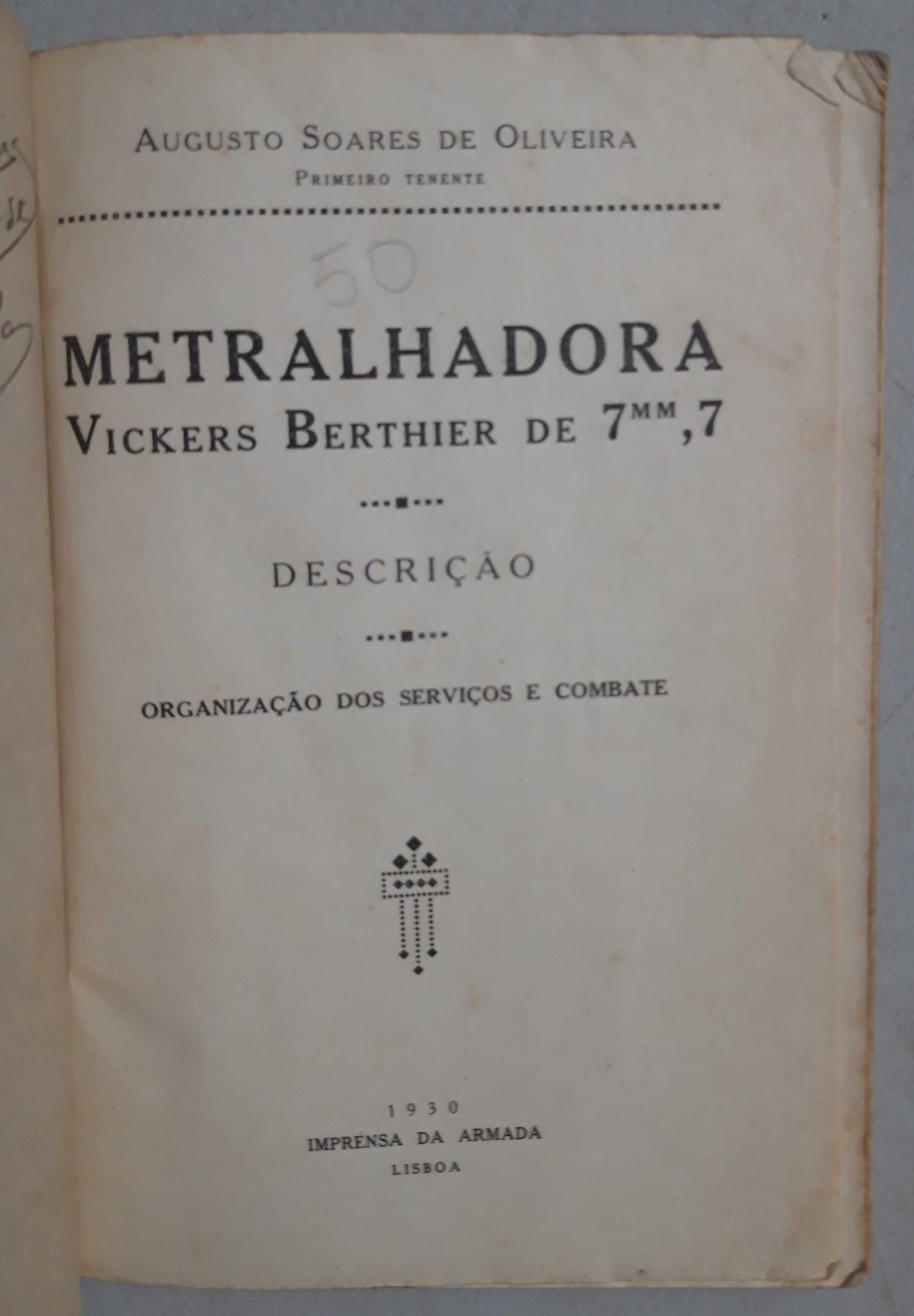 Livro PA-6 - Augusto Soares de Oliveira - Metralhadora Vickers  7mm,7