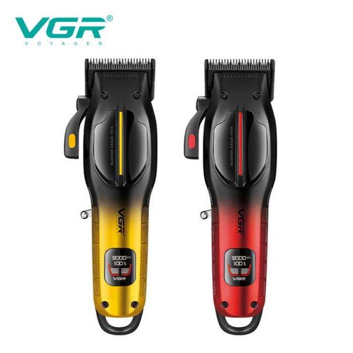 Акумуляторна машинка для стрижки VGR V-026 GOLD 6 насадок 9000 RPM LED