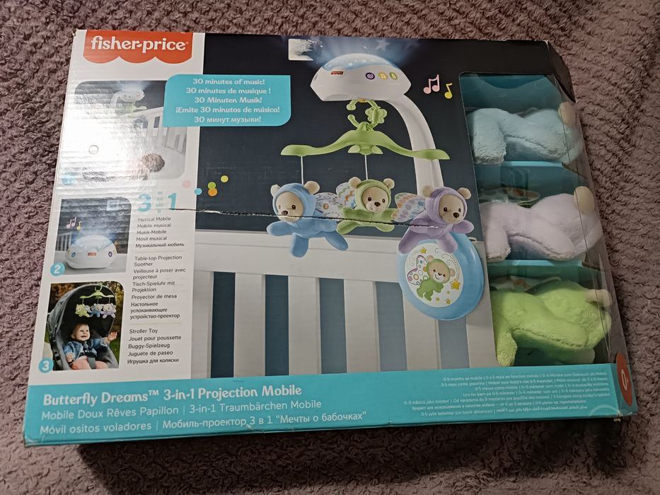 Karuzela do łóżeczka z misiami i projektorem fisher price 3w1 jak nowa