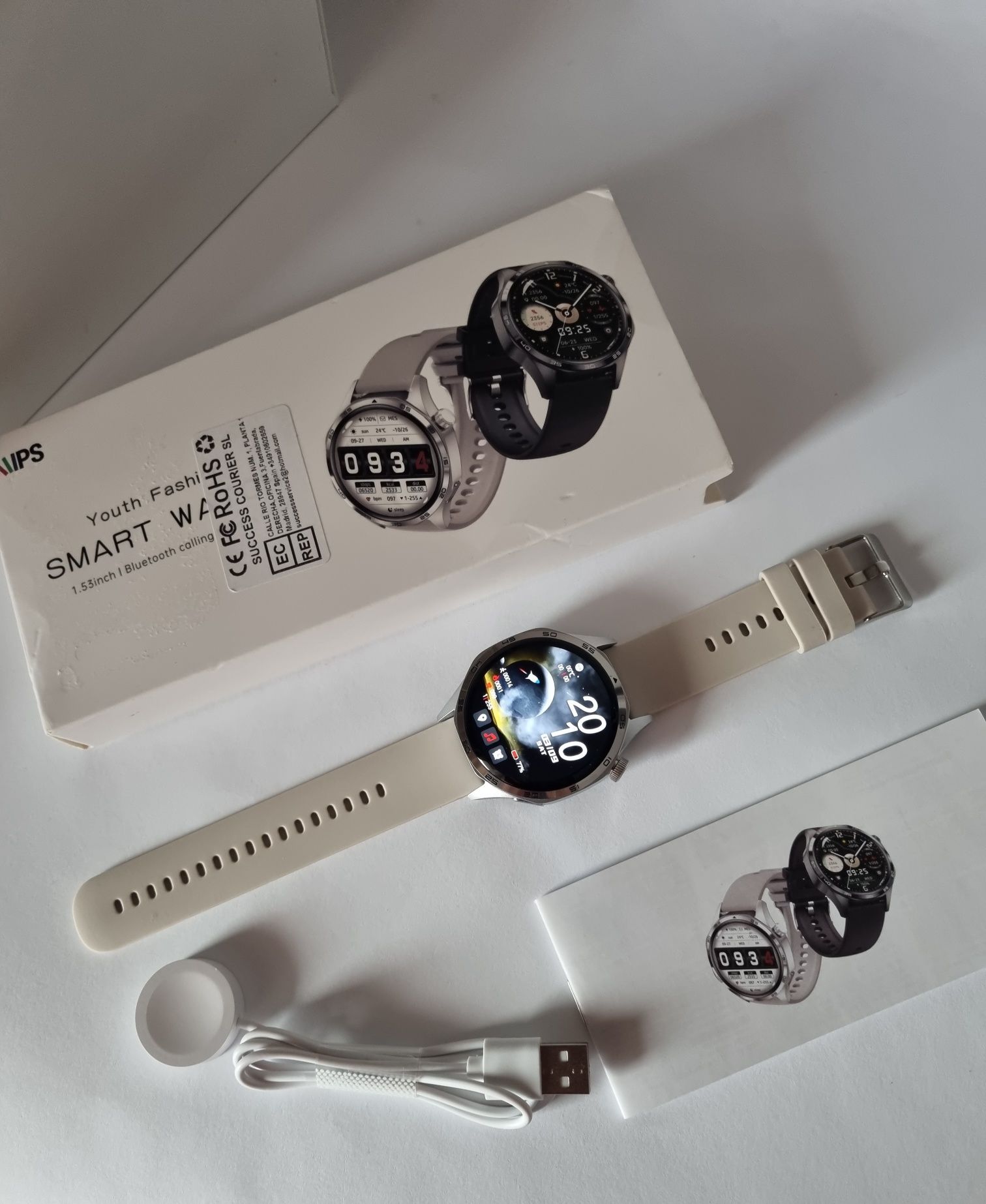 Smartwatch srebrny Amoled Menu PL