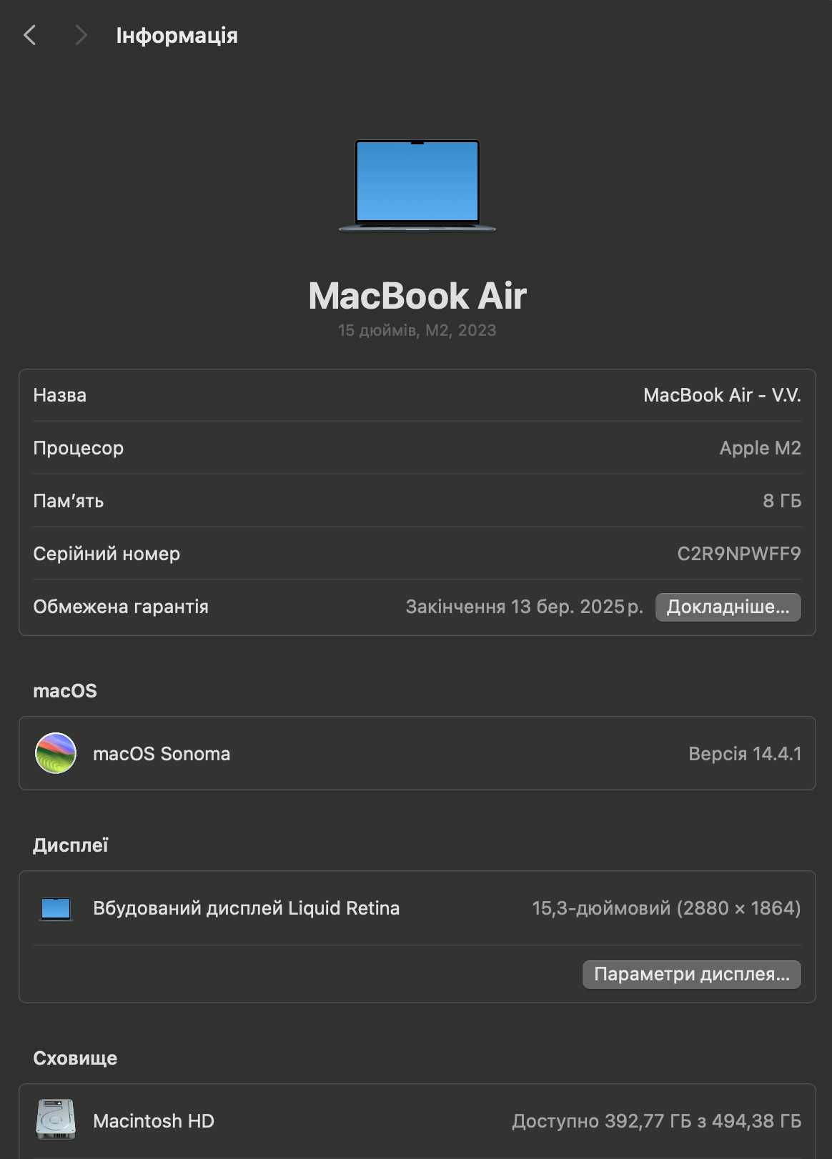 Ноутбук Apple MacBook Air 15.3'' M2 10-Core GPU 512Gb Midnight